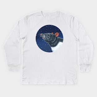 Grey Hooded Rat Kids Long Sleeve T-Shirt